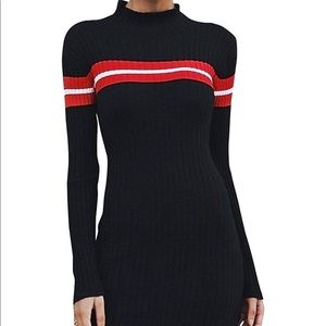 Black turtle neck ribbed dress